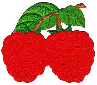 bc38★Himbeere Rot Aufnäher zum aufbügeln Bügelbild Bügelflicken Patch 8 x 7 cm