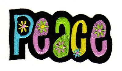 af98★PEACE Aufnäher aufbügeln Bügelbild Flicken Patch Applikation 11 x 5,2 cm