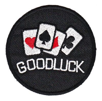 as20★Karten Poker Good Luck Aufnäher aufbügeln Bügelbild Flicken 6,6 x 6,6 cm