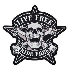 #Backpatch #28 Live Free Ride Free Skull Biker Back Patch Large 22 x 21 cm