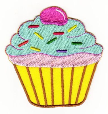 ah30★Muffin Cup Cake Aufnäher zum aufbügeln Bügelbild Applikation Patch 8 x 8 cm