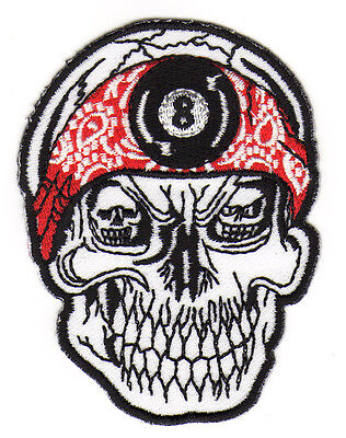 au69★Totenkopf 8 Ball Aufnäher aufbügeln Bügelbild Patch Applikation 5,8 x 8 cm