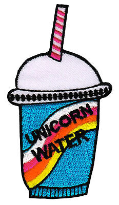 be04★Unicorn Water Einhorn Wasser Regenbogen Aufnäher Bügelbild Patch 7 x 9 cm