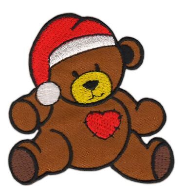 an58★Teddy Bär Weihnachten Aufnäher aufbügeln Bügelbild Applikation 7,0 x 7,3 cm