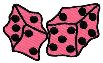 an27★Würfel Rosa Rockabilly Aufnäher zum aufbügeln Bügelbild Patch 9,0 x 5,3 cm