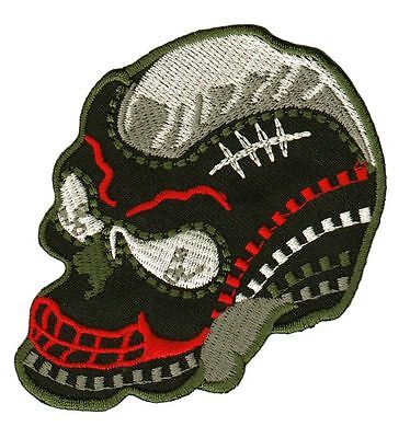 bg51★Totenkopf Grün Halloween Aufnäher zum aufbügeln Bügelbild Patch 7 x 8,8 cm