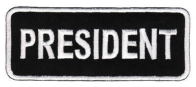 ak36★PRESIDENT Aufnäher Bügelbild Club Kutte Biker Patch Präsident 9,5 x 3,9 cm