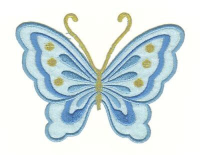 au30★Schmetterling Blau groß Aufnäher Bügelbild Applikation Patch★11,0 x 8,3 cm