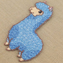 am84★Lama Blau Alpaka Aufnäher Bügelbild Applikation Patch Flicken 5,0 x 8,0 cm-2
