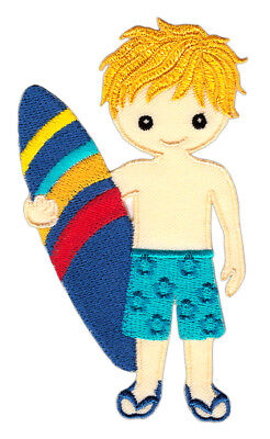 ak62★Surfer Surfbrett Aufnäher zum aufbügeln Bügelbild Patch Junge 5,8 x 10,3 cm