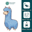am84★Lama Blau Alpaka Aufnäher Bügelbild Applikation Patch Flicken 5,0 x 8,0 cm-3