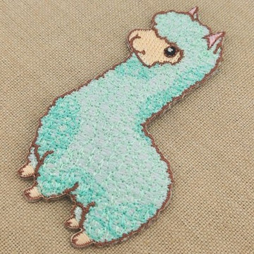 ag23★Lama Türkis Alpaka Aufnäher Bügelbild Applikation Patch Flicken 5 x 8 cm - 0