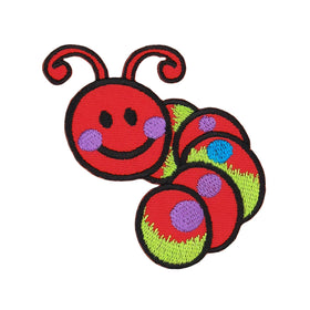 #aa56 Baby Raupe Rot Wurm Aufnäher Bügelbild Applikation Patch Größe 7,0 x 6,7 cm
