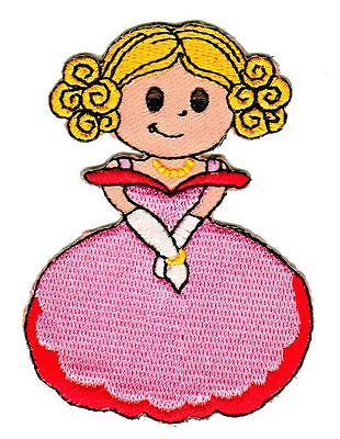 ap89★Prinzessin Mädchen Rosa Aufnäher Bügelbild Applikation Flicken 5,5 x 7,5 cm