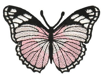 au27★Schmetterling Rosa Aufnäher aufbügeln Bügelbild Patch Flicken★7,5 x 5,5 cm