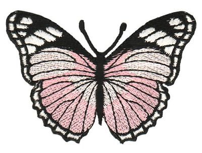 au27★Schmetterling Rosa Aufnäher aufbügeln Bügelbild Patch Flicken★7,5 x 5,5 cm