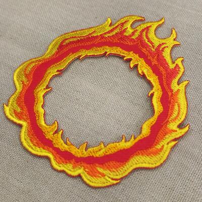 ak30★Feuer Ring Flamme Aufnäher aufbügeln Bügelbild Patch Flicken 7,9 x 8,9 cm