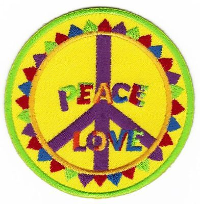 ao02★Peace Zeichen Love Aufnäher Bügelbild Patch Applikation Flicken 7,5 x 7,5cm