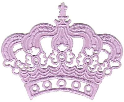 bc13★Krone Lila Aufnäher zum aufbügeln Bügelbild Prinzessin Patch 8,2 x 6,8 cm