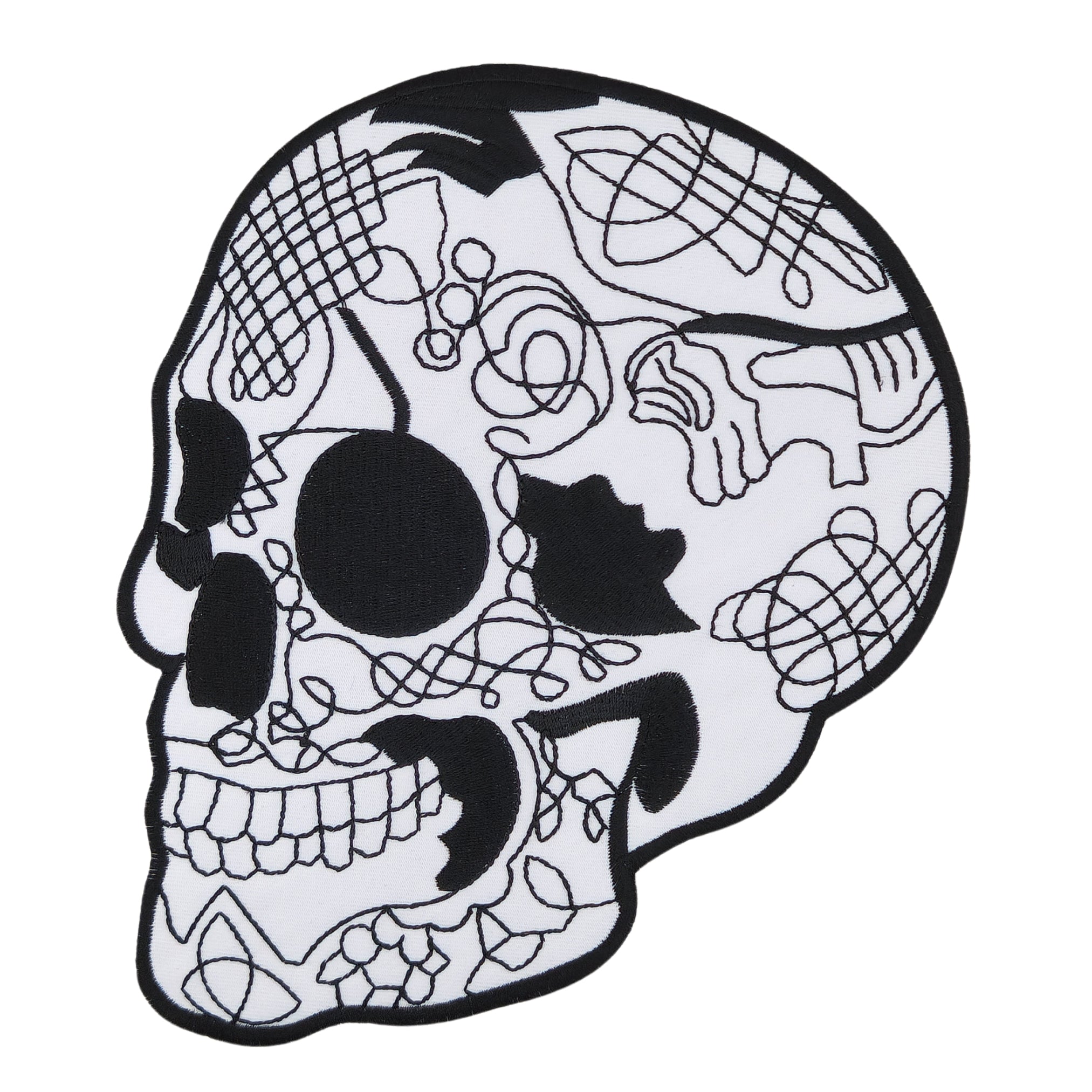 #Backpatch #44 Totenkopf Weiß Tattoo Biker Rückenaufnäher Back Patch Größe 16 x 21 cm