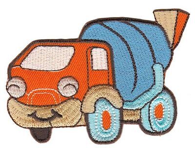 bf85★Betonmischer LKW Baustelle Aufnäher Bügelbild Patch Bügelflicken 8 x 6,5 cm