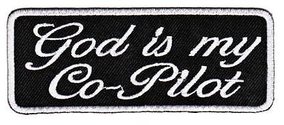 be92★God Is My Co Pilot Aufnäher Applikation Bügelbild Patch Biker 11,0 x 4,3 cm