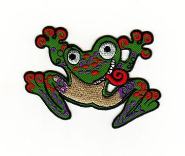 af10★Frosch Aufnäher zum aufbügeln Bügelbild Applikation Patch Flicken 8,5 x 6cm