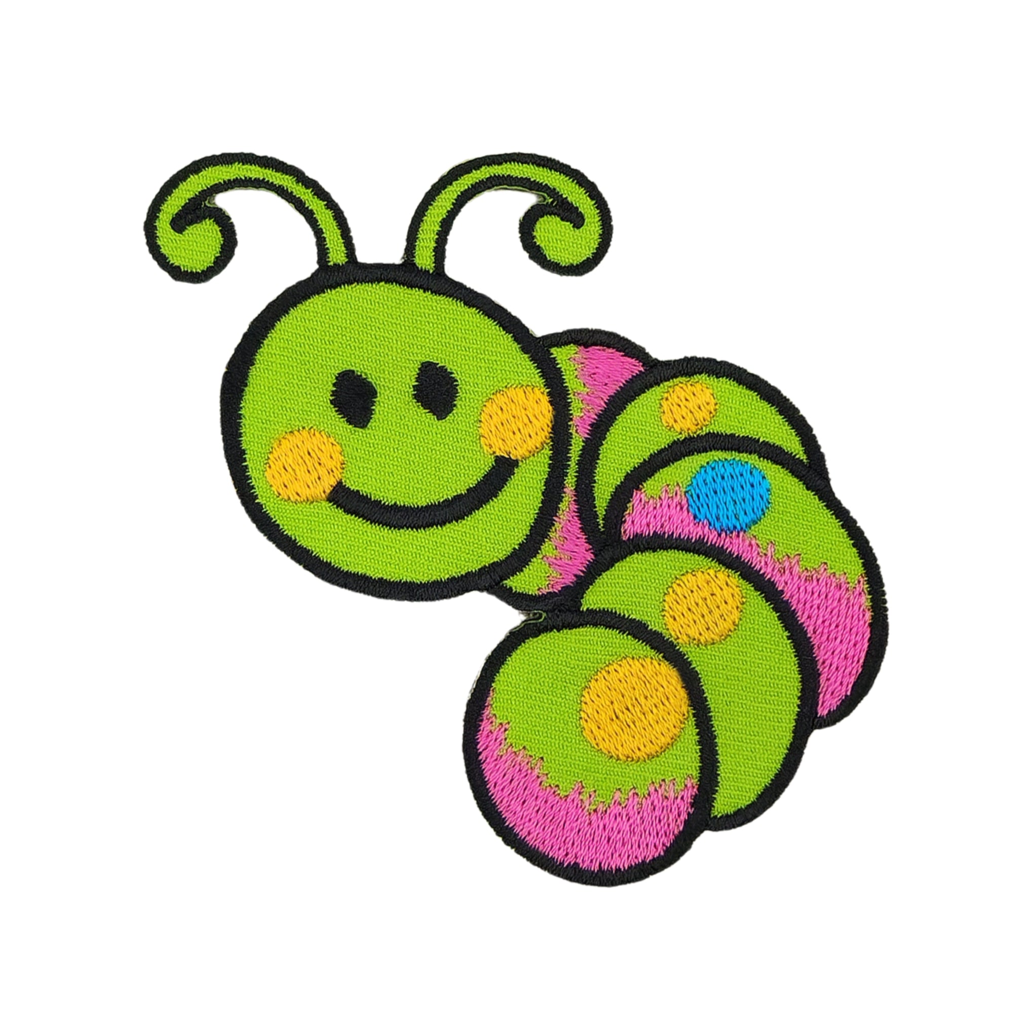 #aa55 Baby Caterpillar Green Worm Patch Iron-On Applique Patch Size 7.0 x 6.7 cm