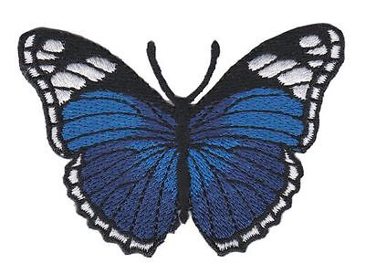 bg78★Schmetterling Blau Aufnäher aufbügeln Bügelbild Patch Flicken 7,5 x 5,3 cm