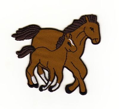 au13★Pferd Pony Aufnäher Bügelbild Patch Applikation Fohlen Stute 8,3 x 7,6 cm