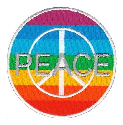 bg15★Peace Zeichen Regenbogen Aufnäher zum aufbügeln Bügelbild Patch 8 x 8 cm
