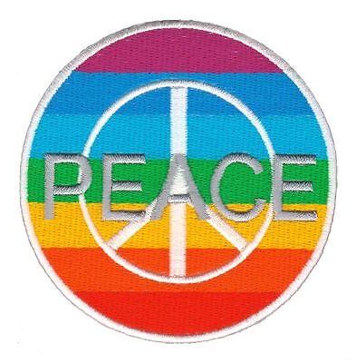 bg15★Peace Zeichen Regenbogen Aufnäher zum aufbügeln Bügelbild Patch 8 x 8 cm