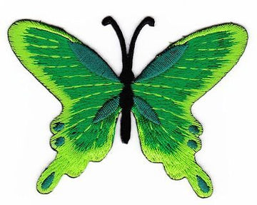 ao03★Schmetterling Grün Aufnäher zum aufbügeln Bügelbild Patch Flicken 8 x 6 cm