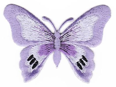 bg57★Schmetterling Lila Aufnäher aufbügeln Bügelbild Patch Flicken 7,7 x 5,6 cm