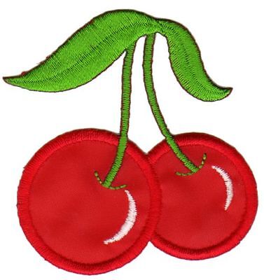 af77★Cherry Red Iron-On Patch Applique 6.3 x 6.8cm