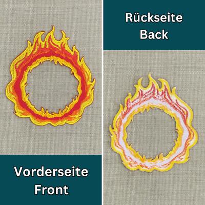 ak30★Feuer Ring Flamme Aufnäher aufbügeln Bügelbild Patch Flicken 7,9 x 8,9 cm