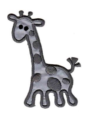 bc82★Giraffe Grau Aufnäher zum aufbügeln Bügelbild Bügelflicken Patch 5 x 7 cm