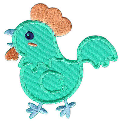 am08★Kücken Türkis Huhn Vogel Aufnäher Bügelbild Bügelflicken Patch 7,4 x 7,7 cm