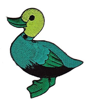 bf39★Ente Grün Vogel Aufnäher aufbügeln Bügelbild Applikation Patch 8,4 x 6,6 cm