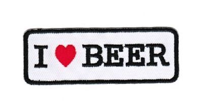 bf10★I Love BEER Aufnäher zum aufbügeln Bügelbild Patch Flicken Bier 7,3 x 2,3cm