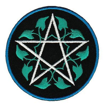 an62★Pentagramm Zeichen Aufnäher Bügelbild Patch Bügelflicken Stern 7,3 x 7,3 cm
