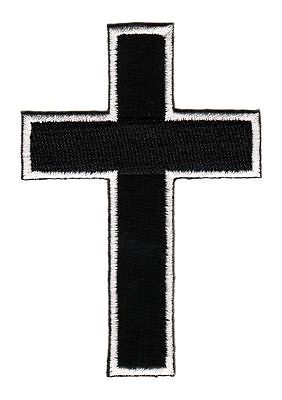 ah89★Kreuz Schwarz Aufnäher Bügelbild Applikation Religion Jesus 5,5 x 8 cm