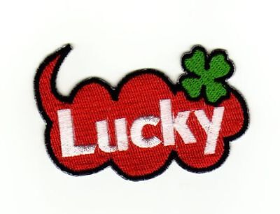 ag73★Lucky Sprechblase Aufnäher Bügelbild Applikation Patch Glück 6,5 x 8,5 cm