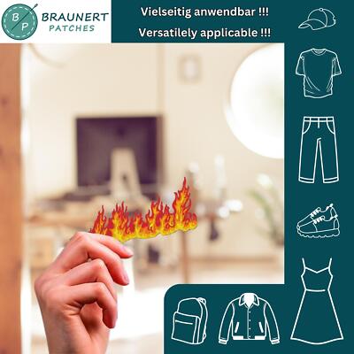 ak02★Feuer Flamme Aufnäher zum aufbügeln Bügelbild Patch Flicken 12,2 x 5,6 cm