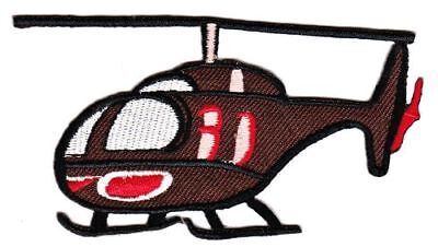 as82★Hubschrauber Braun Heli Aufnäher Helikopter Bügelbild Patch Neu 9,3 x 5 cm