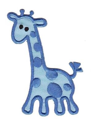 bc83★Giraffe Blau Aufnäher zum aufbügeln Bügelbild Bügelflicken Patch 5 x 7 cm