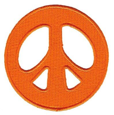 bg12★Peace Zeichen Orange Aufnäher zum aufbügeln Bügelbild Patch Flicken 7 x 7cm