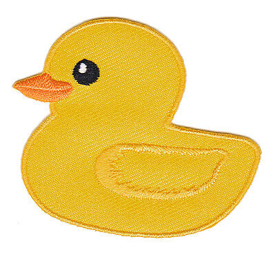 be66★Ente Quietscheentchen Aufnäher zum aufbügeln Bügelbild Patch 6,5 x 5,6 cm