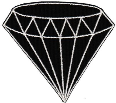 be72★Diamant Schwarz Aufnäher aufbügeln Applikation Bügelbild Patch 6,8 x 6,3 cm