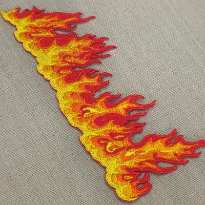 ak02★Feuer Flamme Aufnäher zum aufbügeln Bügelbild Patch Flicken 12,2 x 5,6 cm